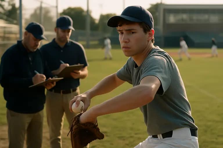 Baseball player waiting on deck during a summer game