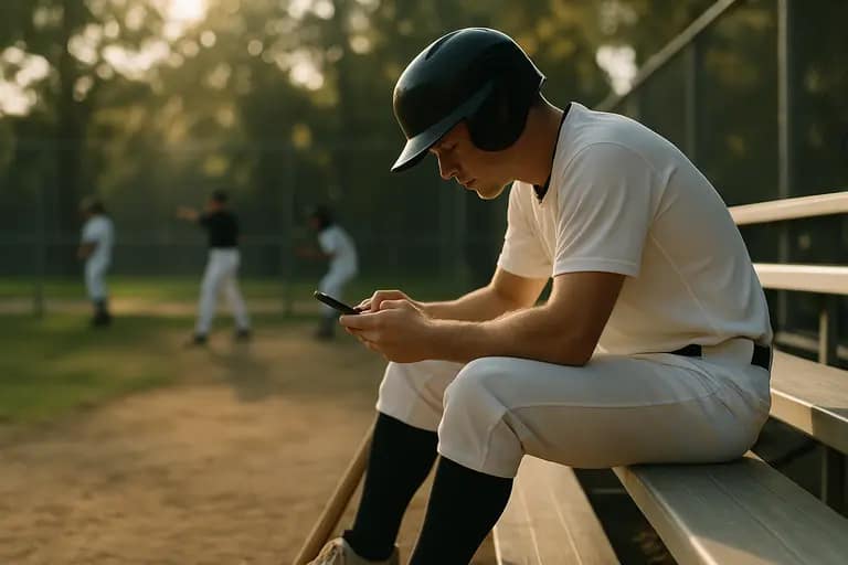 Baseball family reviewing notes beside equipment after a showcase