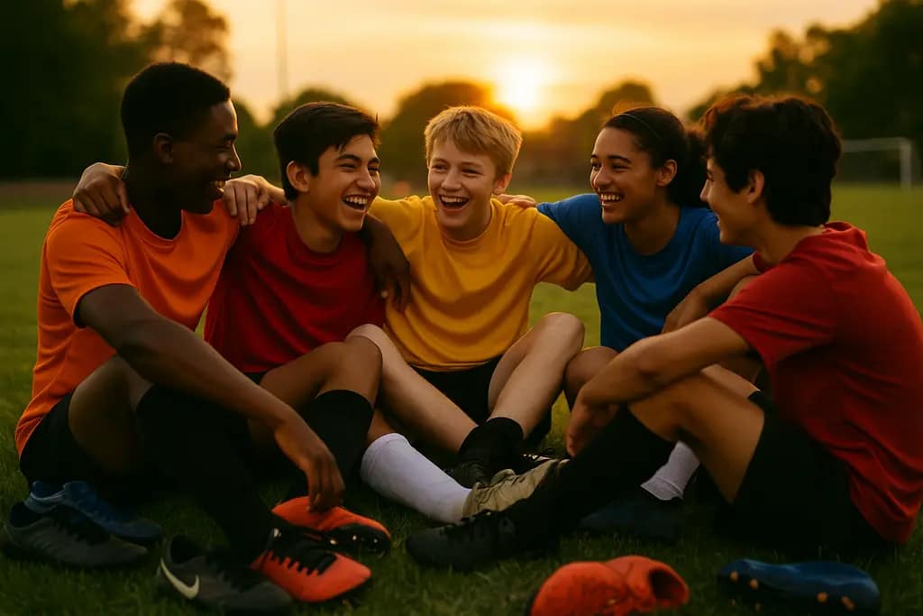 Rangers Youth Resilience shown by young players gathering near a baseball field