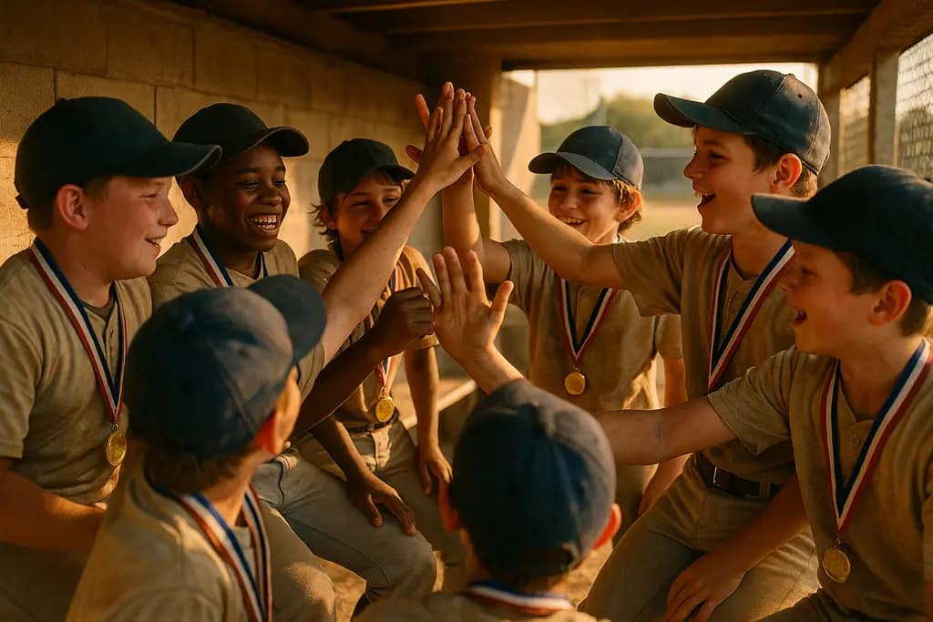 Texas youth players gather between innings during a National Titles tournament weekend