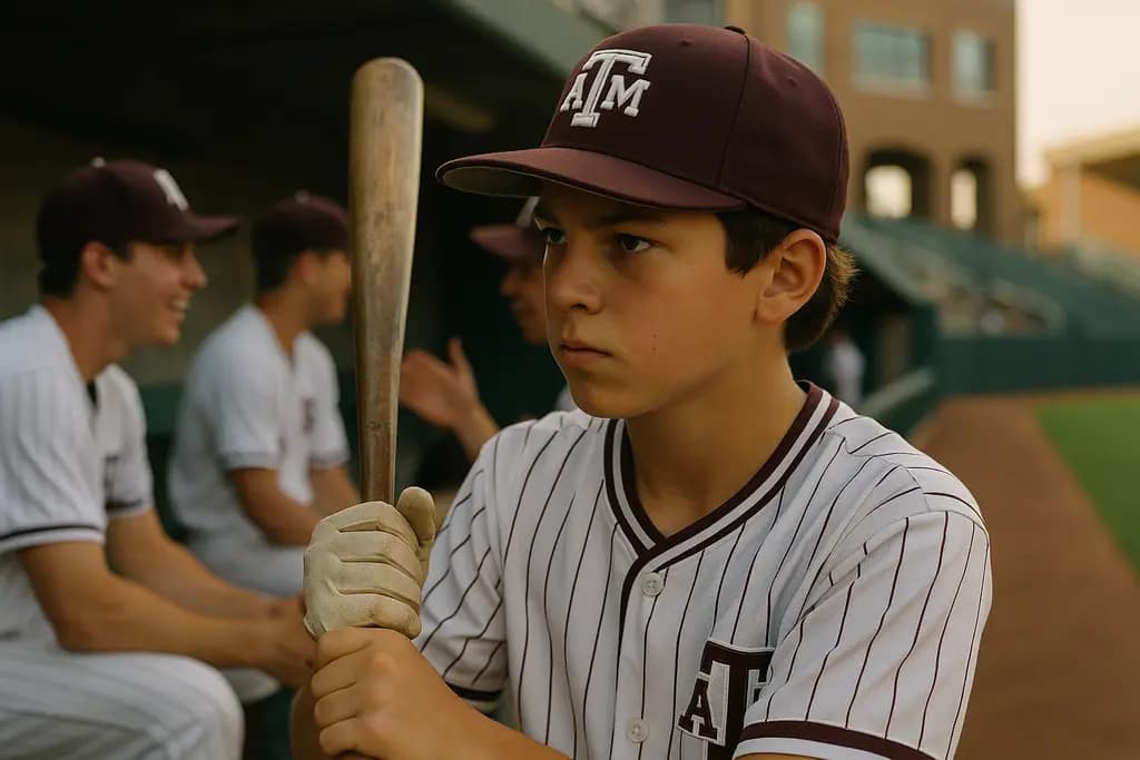 Texas A&M Draft Success reflected in a Texas high school player taking batting practice