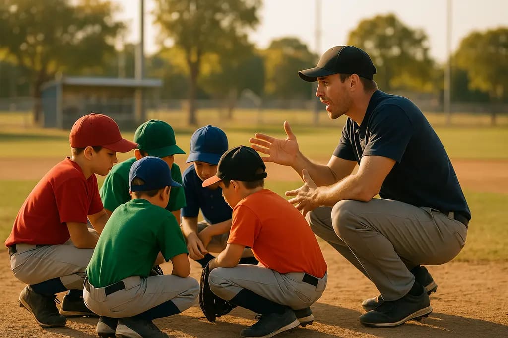 Texas Youth Tournaments players warming up on a youth baseball field