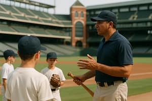 Texas youth baseball coach speaking with players during infield practice