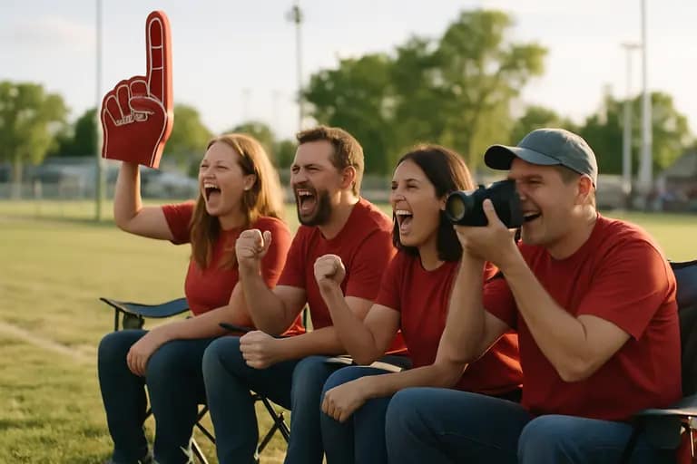Parents sit calmly in folding chairs while a youth baseball game is played