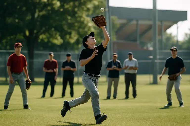 High school baseball player taking ground balls during a showcase workout