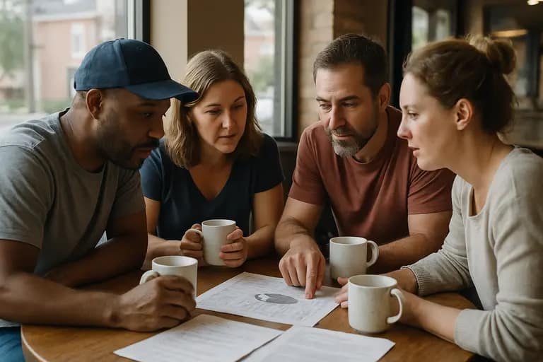 Parent listening to a young athlete at the kitchen table