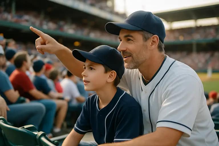 Parents watching youth baseball players from behind a field fence